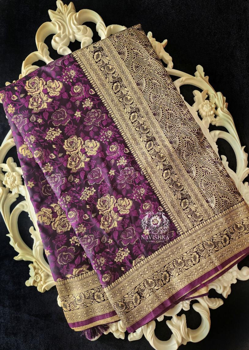 Gulabi Banaras Silk Saree - Purple