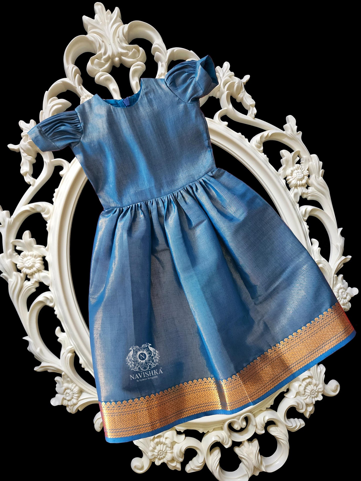 Blue Kids Kanchi Tissue Dress