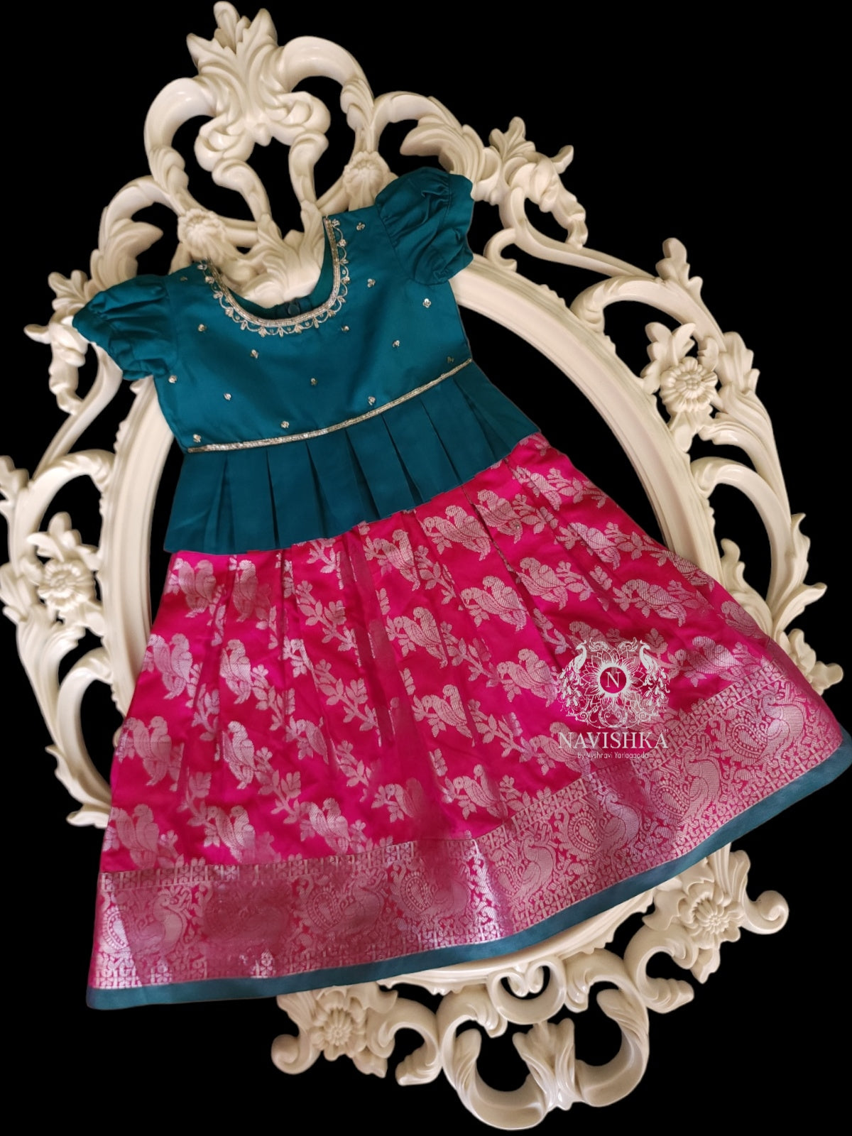 Hot Pink Banaras Silk Lehenga