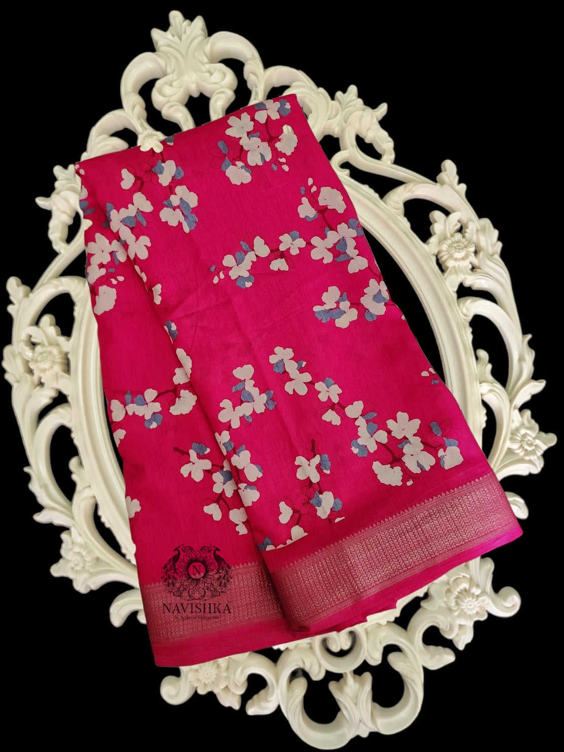 Pink Printed Soft Muslin Saree