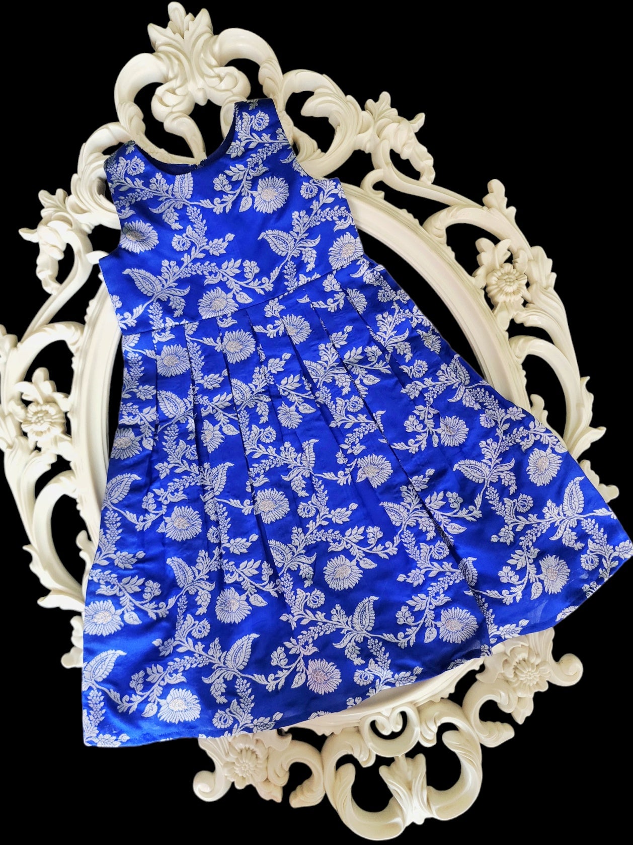 Royal Blue Banaras Kids Dress