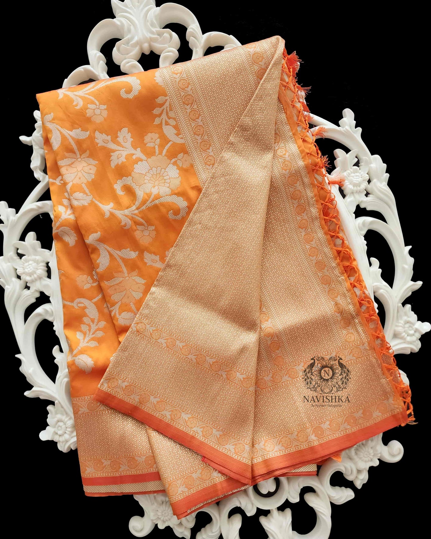 Orange Banaras Silk Saree