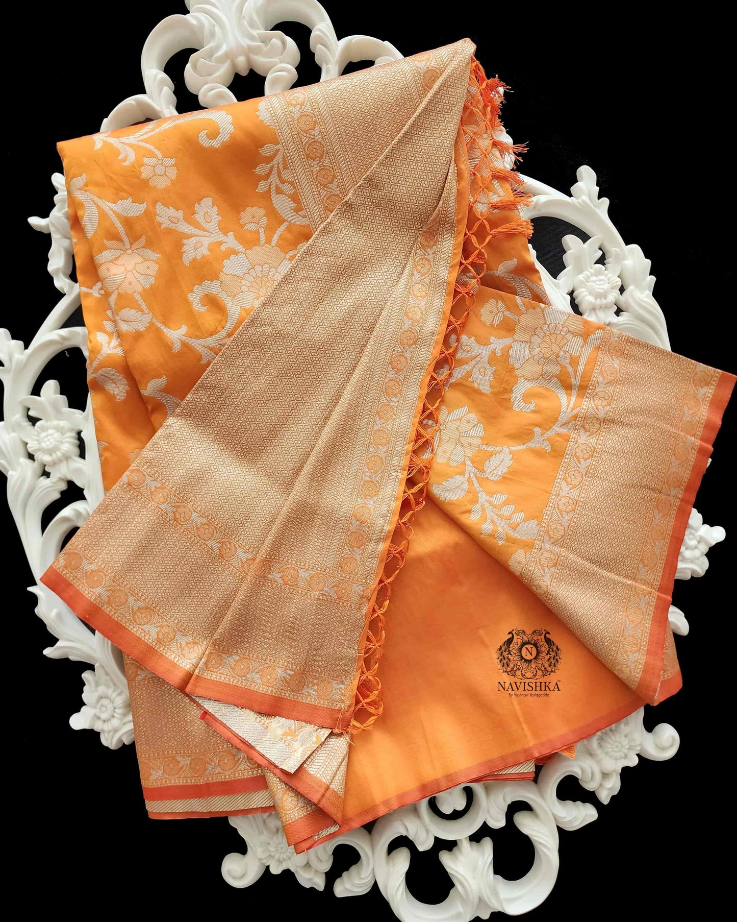 Orange Banaras Silk Saree