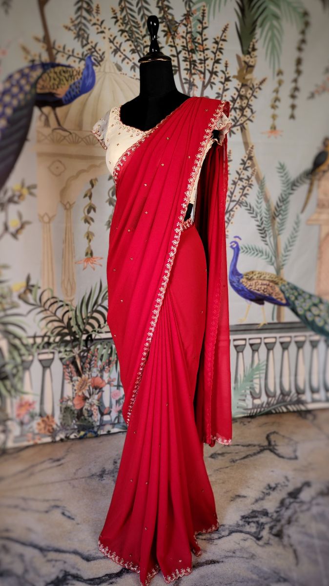 Crimson Trails Embroidered Saree