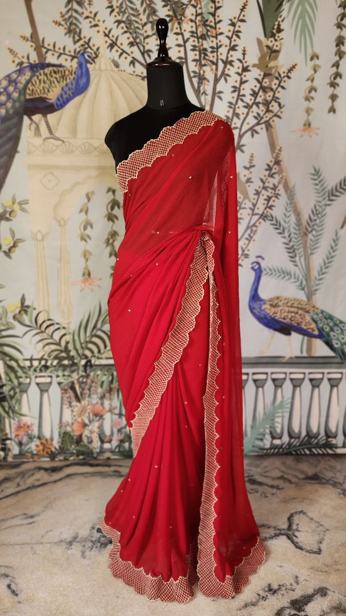 Diamond Jaal Embroidered Saree