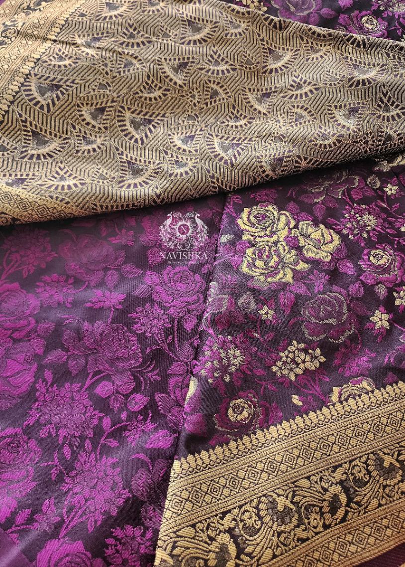 Gulabi Banaras Silk Saree - Purple